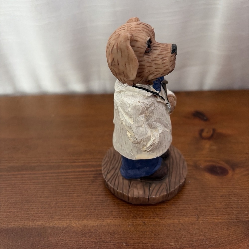 Vintage Resin Dog Figurine Wearing Doctor's Uniforme White Coat Doggy - Picture 4 of 5